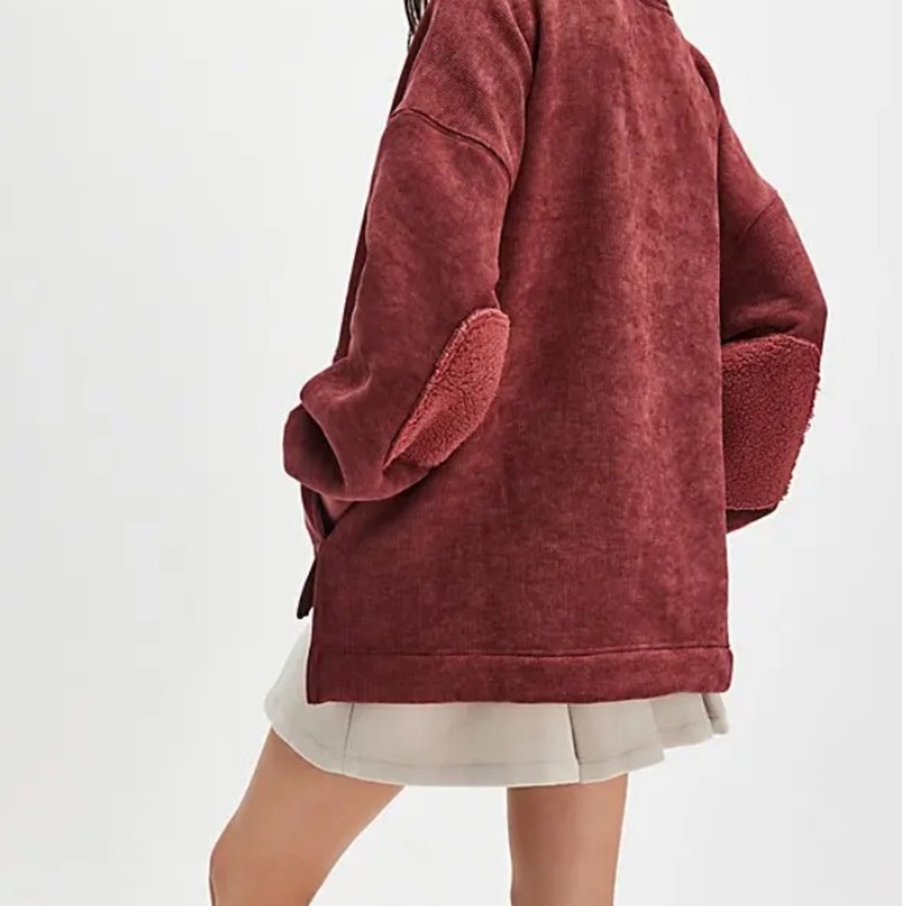 Free People Mia Henley Marsala Heavy Sweatshirt Sz XS Oversized Outdoors NWT - Picture 2 of 16